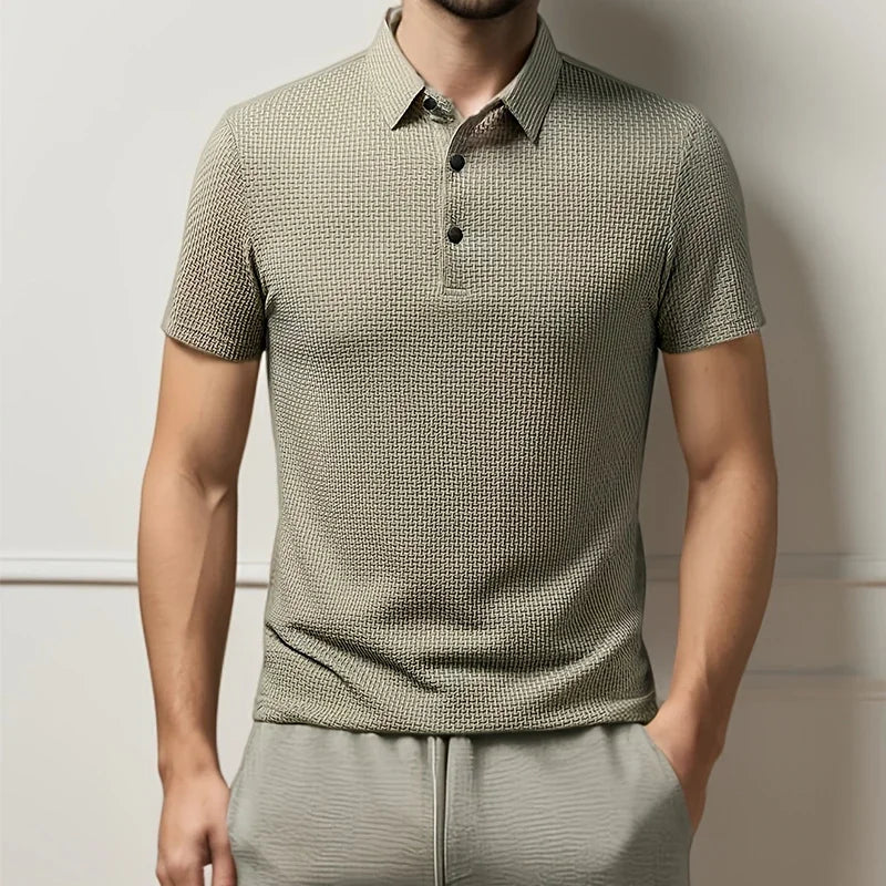 Neue männer Business Casual Kurzarm Knochen Blume Einfarbig POLO-Shirt Mode Atmungsaktive Komfortable Sommer Vielseitig Top