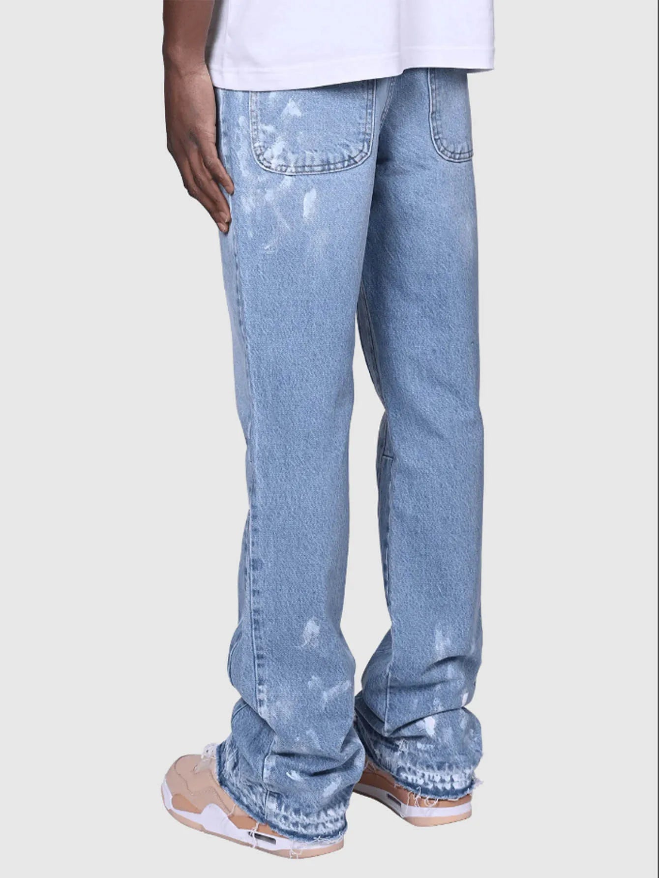 Jeans Herren Vintage gerade Hose mittlere Taille Stretch Distressed Washed Pockets Button Basics Hose 2025, Streetwear Denims