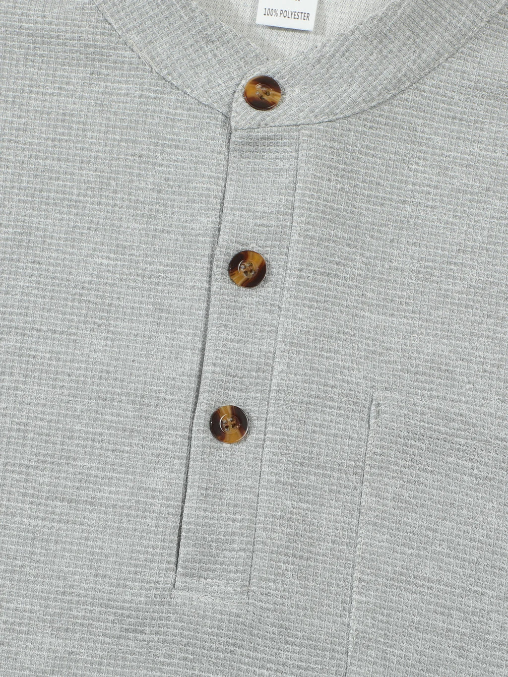 Lässiges Herren-Langarmhemd mit Waffelkaro, Stehkragen, Knopf-Halbstrickjacke, atmungsaktives und bequemes Hemd für den täglichen Gebrauch
