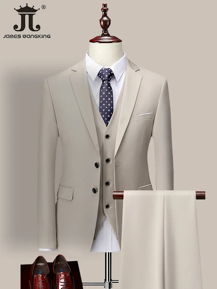 14-farbiger M-6XL (Jacke + Weste + Hose), formeller Business-Herrenanzug der High-End-Marke, dreiteiliger Bräutigam-Hochzeitskleid, einfarbiger Anzug
