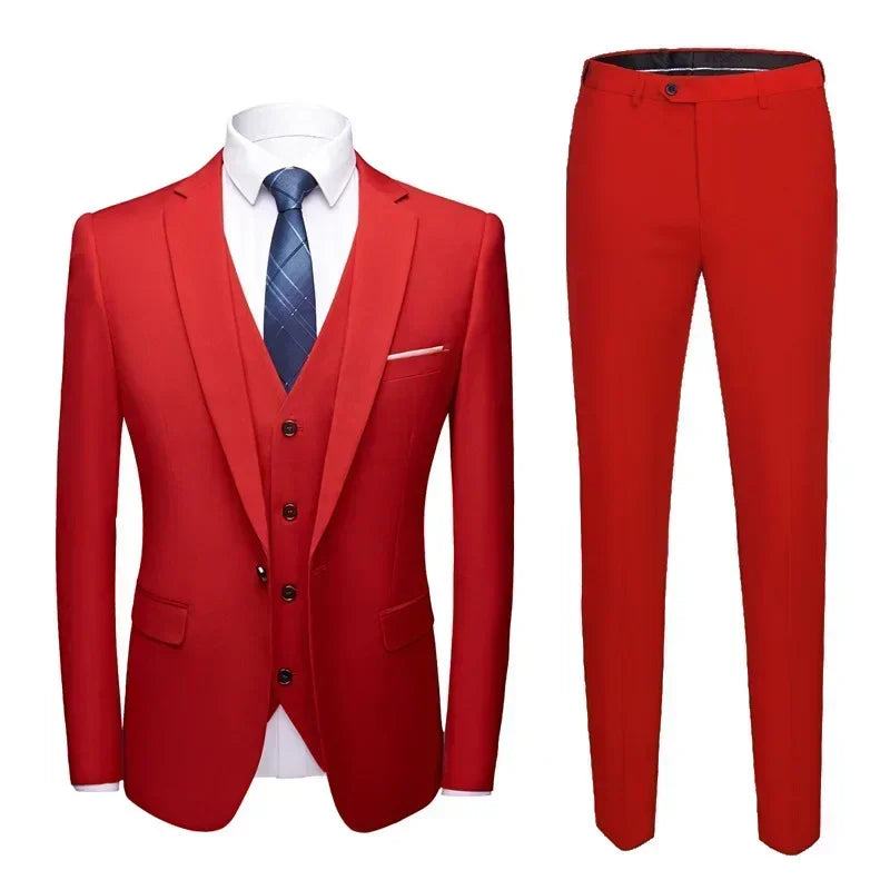 Anzüge für Männer, 3-teiliges Set, elegante Hochzeit, modisch, klassisch, volle Jacken, Weste, Hosen, Blazer, Outfit, 2025, formelles Kostüm