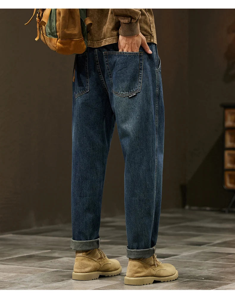 Männer 95% Baumwolle Jeans Hohe Qualität Lose Harem Hosen Mode Baggy Casual Outdoor Arbeit Denim Hosen Marke männer Kleidung