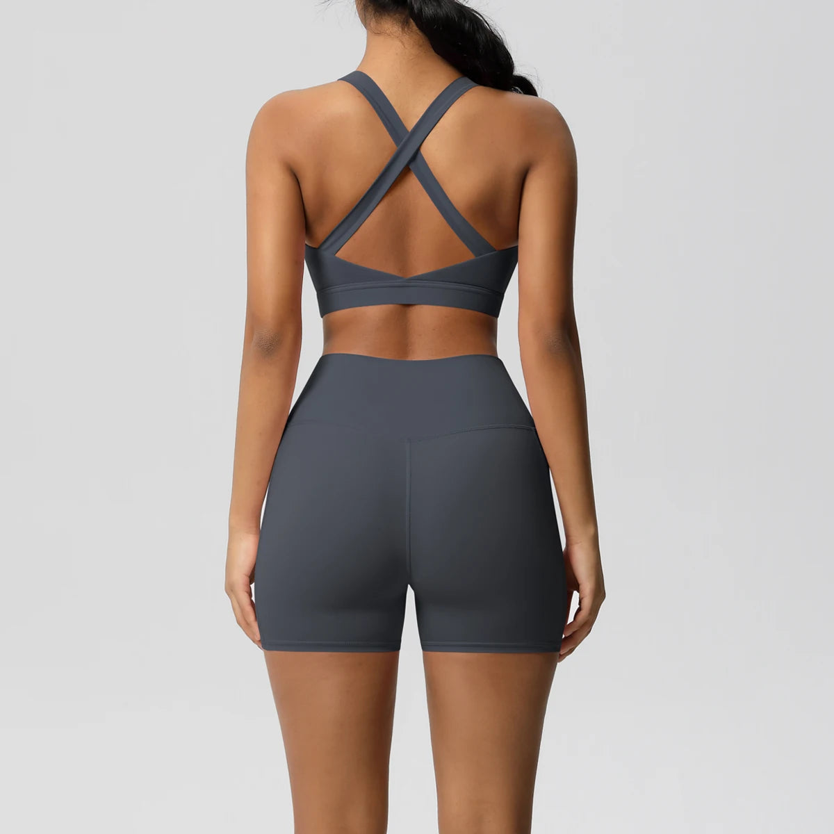 2PCS Sportswear Mit Taschen Yoga Set Gymnastik Kleidung Yoga Anzüge Für Frauen Trainingsanzüge Sport Shorts Crossover Bh Gym Leggings