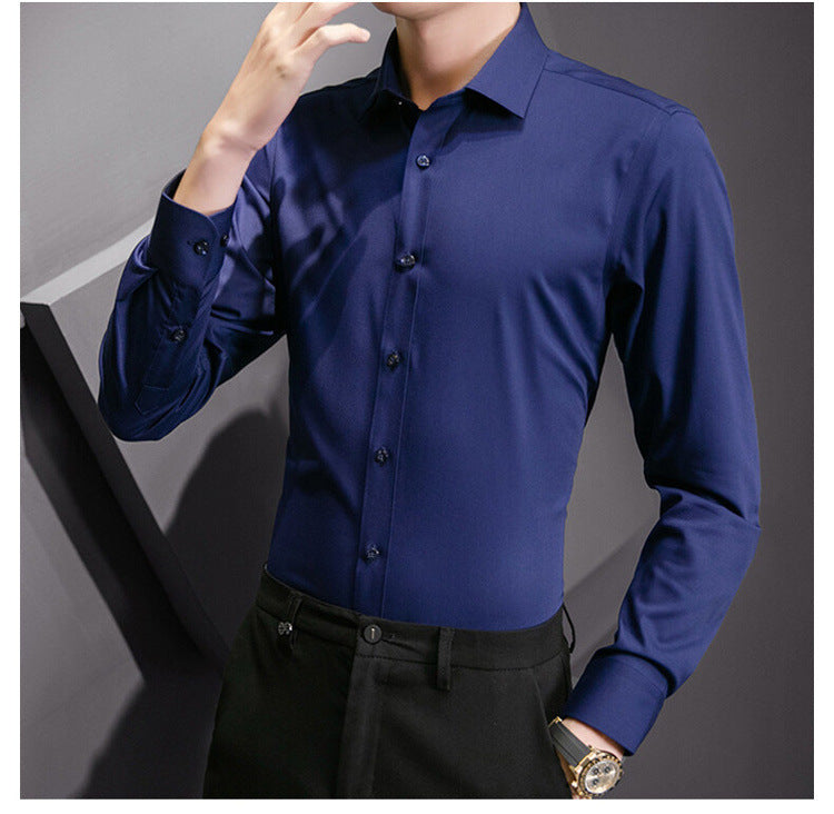 Neue Plus Größe Männer Einfarbig Business Hemd Mode Klassische Grundlegende Beiläufige Dünne Weiße Langarm-shirt Marke Kleidung