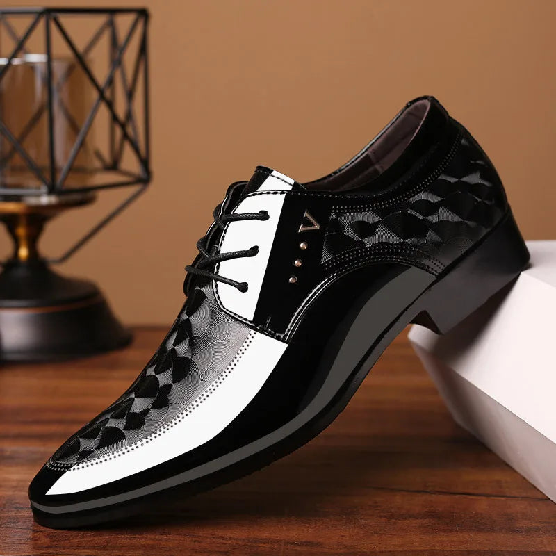 Oxford shoes for men luxury patent leather wedding shoes office slip on men work shoe New Pointed Toe derbies sapatos masculinos
