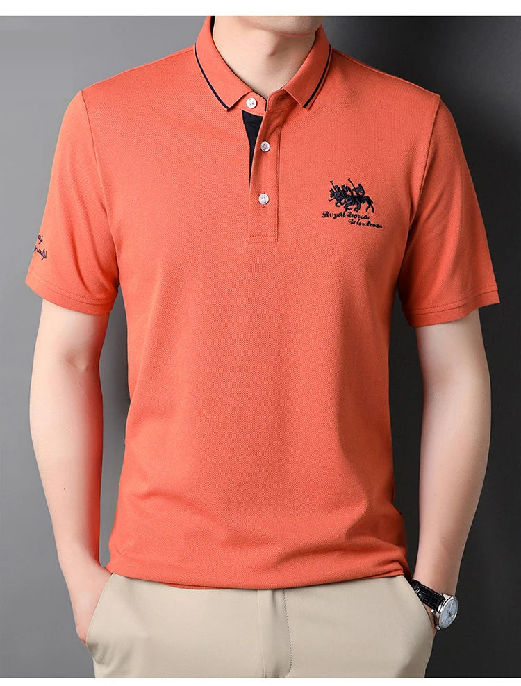 2024 hohe Qualität männer Baumwolle Bestickt Polo-Shirt Sommer Neue High-end-Business Casual Revers Kurzarm T-shirt