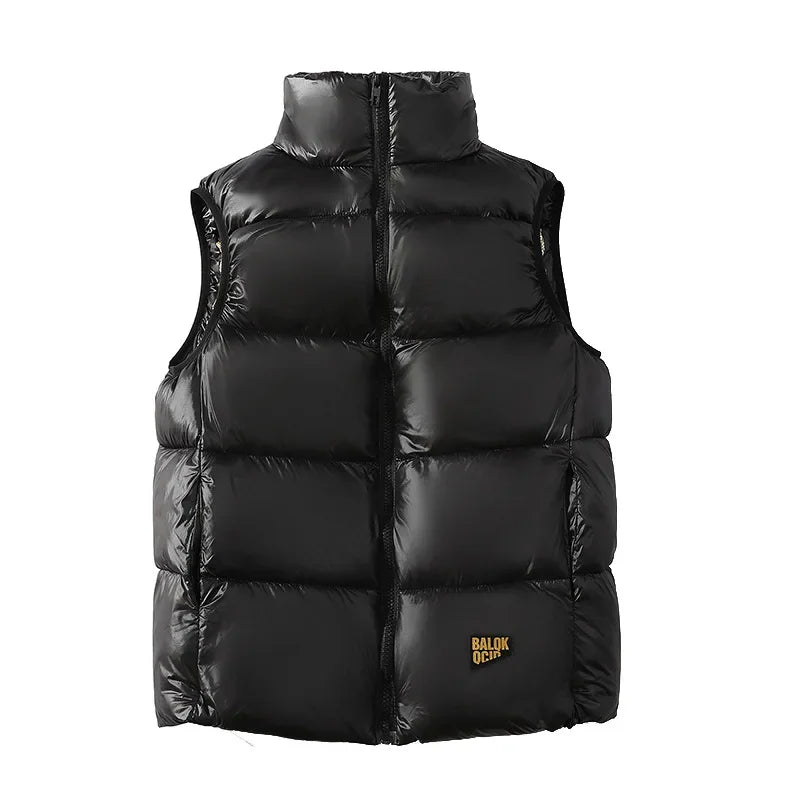 Männer Verdickte Daunen Baumwolle Weste Helle Oberfläche Mode Marke Warme Herbst Winter Oberbekleidung Schulter Pad Weste Jacke
