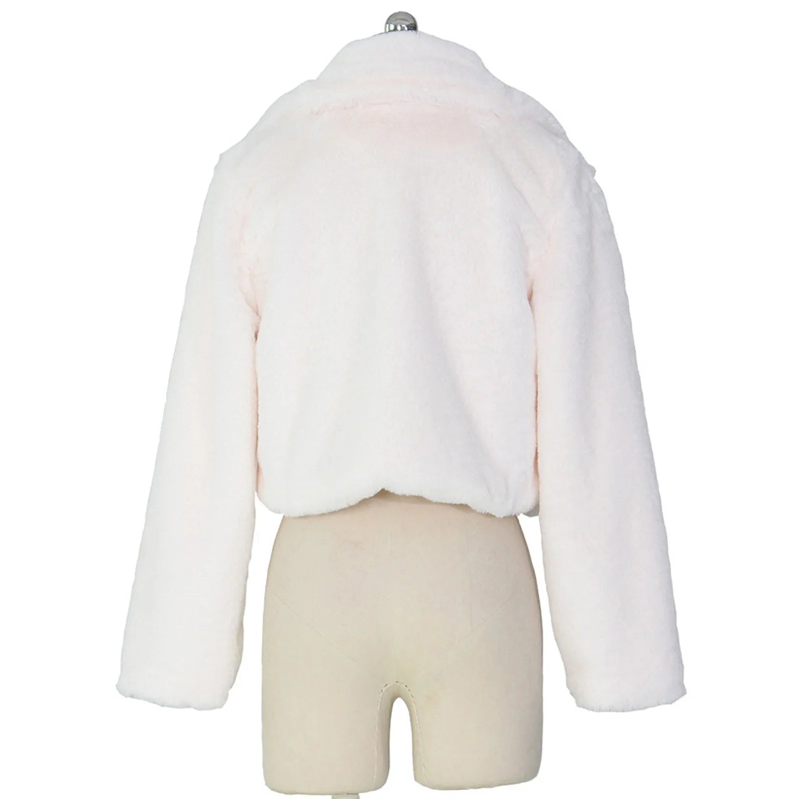 Mode Faux Pelz Offenen Stich Revers Crop Jacken Frauen Kleidung Herbst Winter Solide Langarm Warme Pelzigen Flauschigen Mantel Outwear