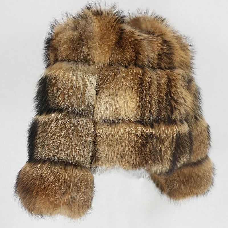 Frauen Gefälschte Waschbären Pelz Jacke Herbst Winter Faux Pelz Fuchs Mäntel Kurzen Mantel Jacken Pelzigen Oberbekleidung Elegante Dicke Warme Mäntel