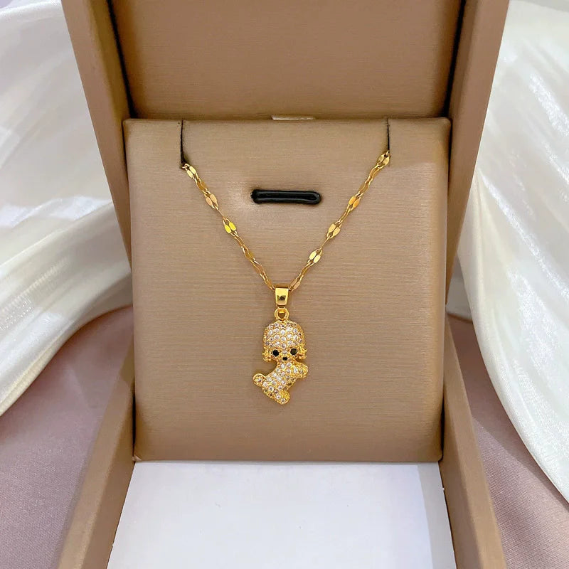 EILIECK 316L Edelstahl Glanz Zirkonia Schwan Anhänger Halskette Gold Farbe Textur Metall Personalisierte Schmuck Halskette