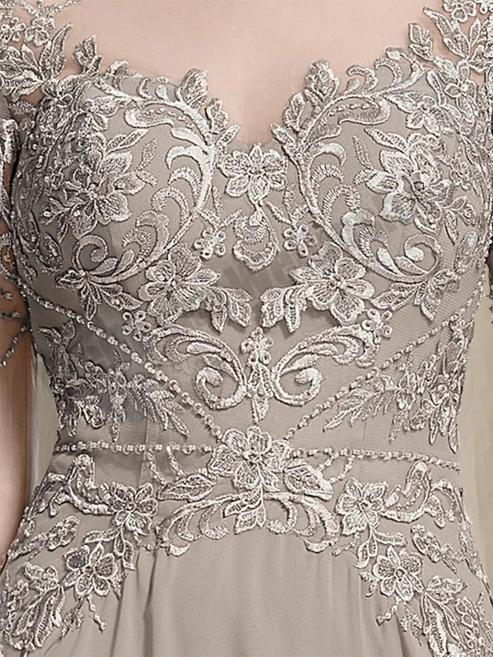 Charmante lange Ärmel Spitze Hochzeit Gast Kleider U-Ausschnitt Perlen Chiffon eine Linie Sommer Mutter der Braut Kleid benutzer definierte Größe