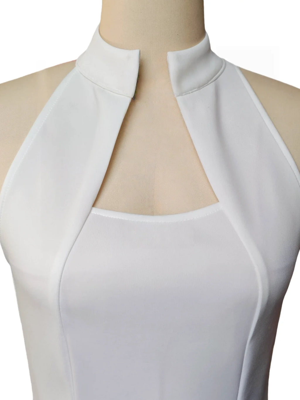 Elegantes Ärmelloses Kleid mit Stehkragen Knielang Figurbetont für Damen Urlaubspartys Frühling Sommer Neuerscheinung