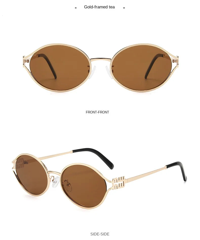 1-2PCS Neue Mode Marke Sonnenbrille Retro Kleine Rahmen Frau Mann Metall Cat Eye Brille Shades UV Schutz sonnenbrille mit Box