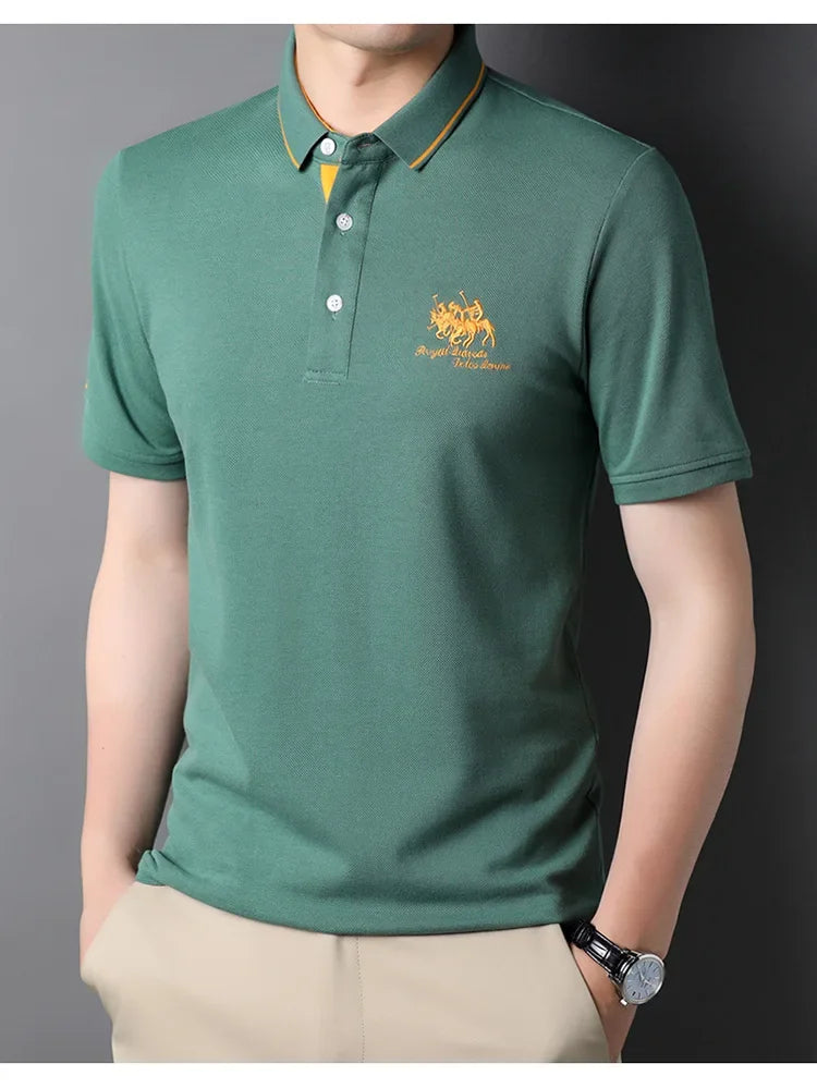 2024 hohe Qualität männer Baumwolle Bestickt Polo-Shirt Sommer Neue High-end-Business Casual Revers Kurzarm T-shirt