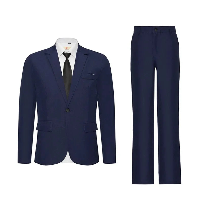 Herren Casual Hochzeitsanzug Slim Fit Zweiteiliges Set Sommer Neuer Stil Große Größe Business Formelle Kleidung Bequemes Oberteil und Hose