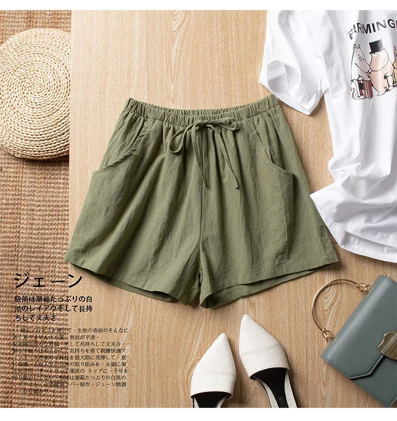 ITOOLIN Casual Leinen Shorts Frauen Gym Workout Shorts Kurze Hosen Hohe Taille Schwarz Damen Kurze Femme Frauen Shorts Sport Femme