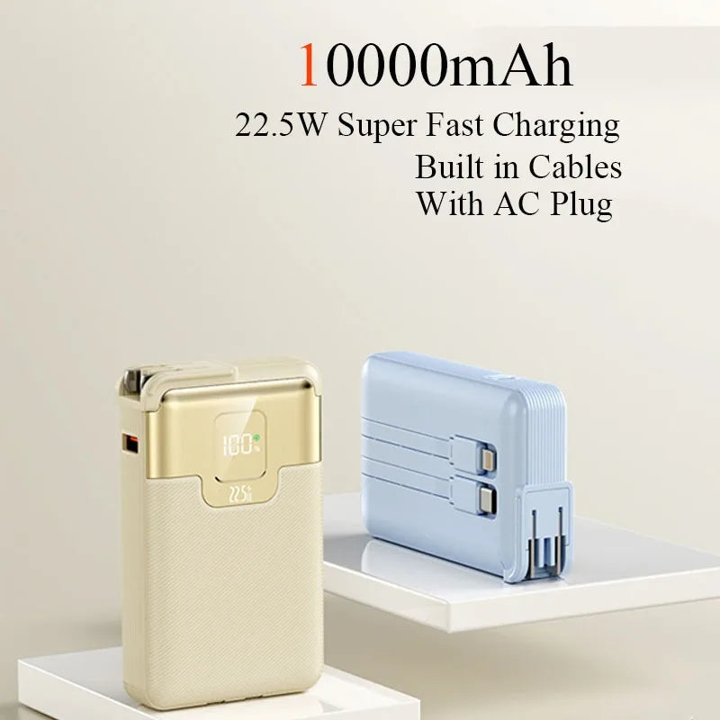 20000 mAh Superschnelllade-Powerbank 2-in-1 mit AC-Stecker, multifunktional mit Dual-Wire-Wandstecker, mobiles Netzteil