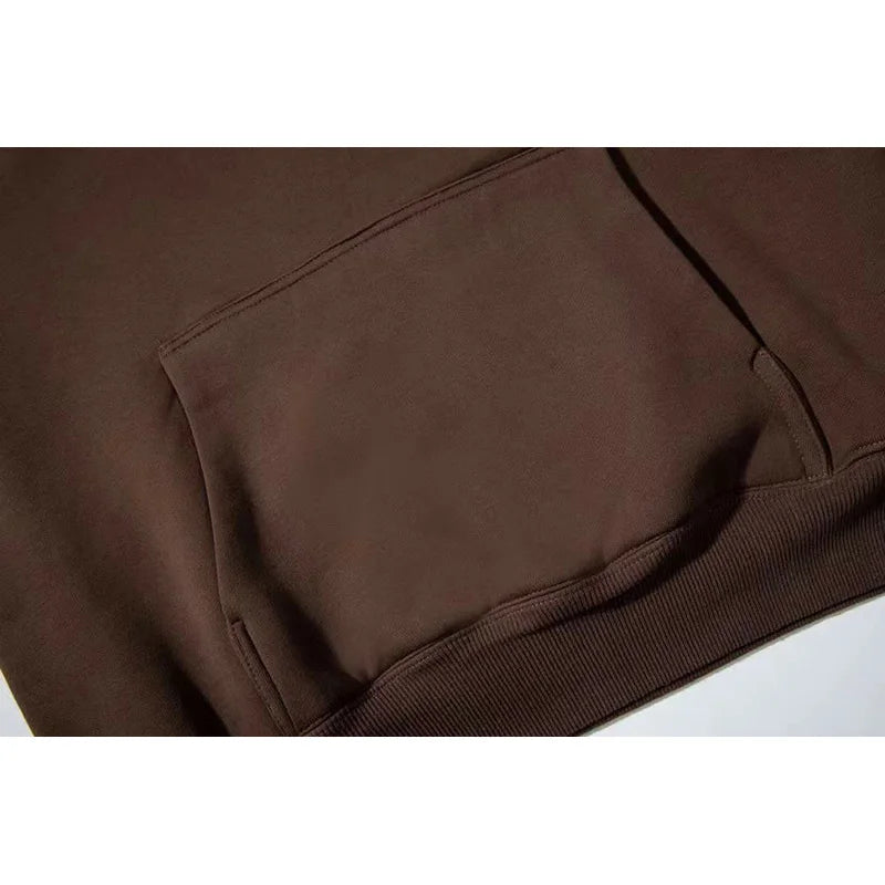 Autumn Winter High Street Oversized Kanye West Hoodie Men Women 1:1 Solid Color Black Brown Red Blue Pullover Streetwear Hooded