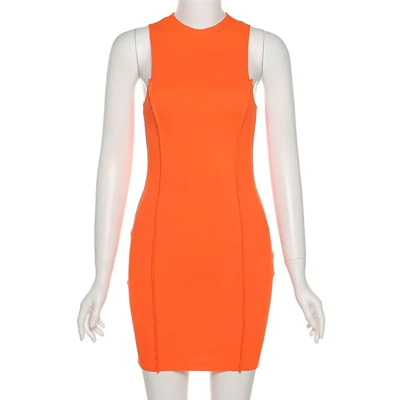 Women's Sleeveless Mini Bodycon Dress Y2K Cutout Sundress Beach Party Sexy Club Short Dress New Streetwear HotSweet Tank Dress