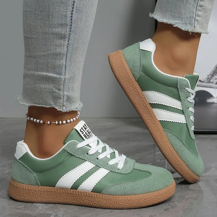 Leichte, bequeme Turnschuhe für Damen, modisch, gestreift, Schnür-Sportschuhe, Damen, lässig, atmungsaktiv, grüne Turnschuhe in Übergröße