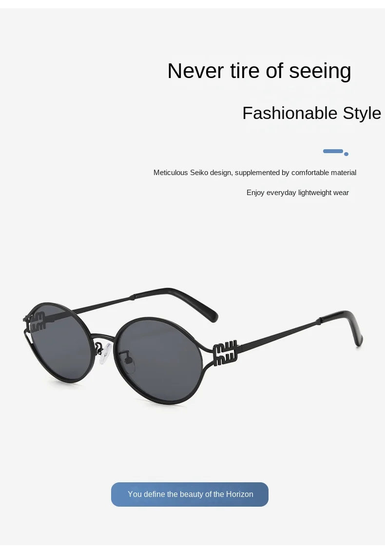 1-2PCS Neue Mode Marke Sonnenbrille Retro Kleine Rahmen Frau Mann Metall Cat Eye Brille Shades UV Schutz sonnenbrille mit Box