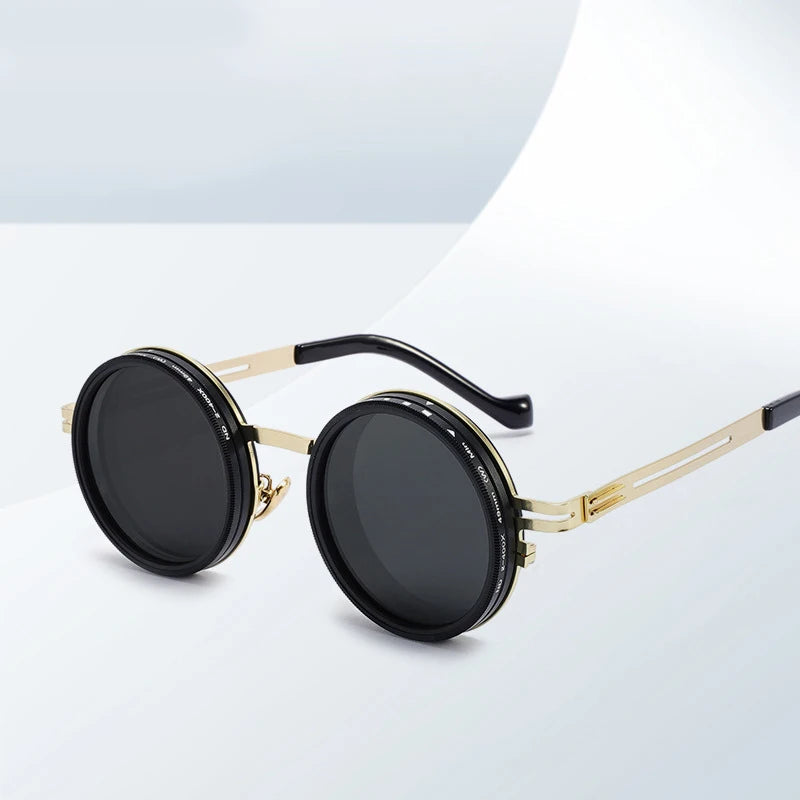 Neue Einstellbare 1-9 Sonnenbrille Punk Polarisierte Sonnenbrille Männer Frauen Runde ND Filter Linsen Retro Angeln Brillen Shades