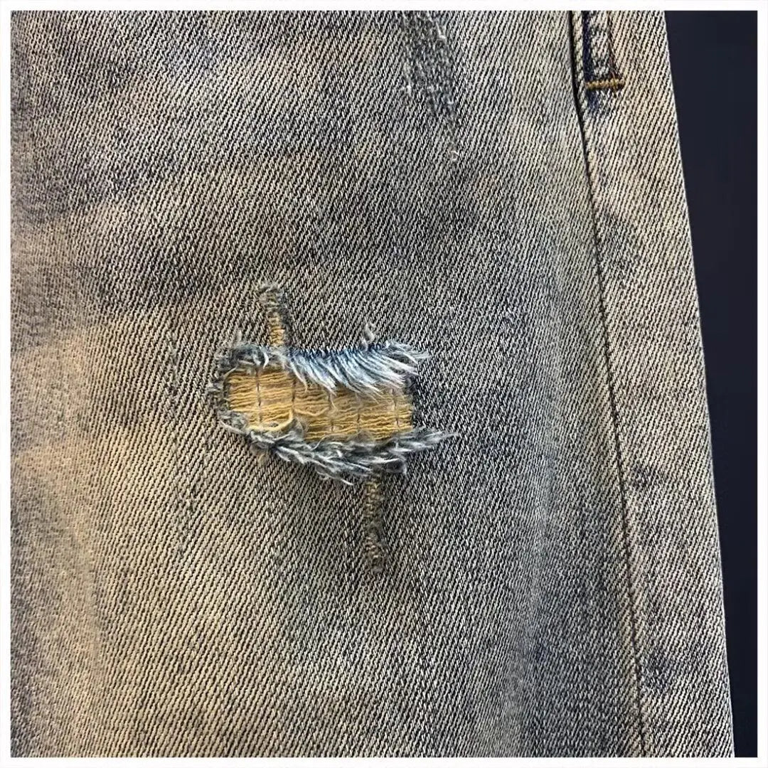 Jeans für Herren 2025, Frühling und Herbst, kleine zerrissene Jeans, Herren-Vintage-Hosen, trendige Marke, Harlan-Männerkleidung, Streetwear-Kleidung