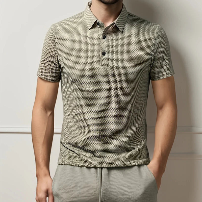 Neue männer Business Casual Kurzarm Knochen Blume Einfarbig POLO-Shirt Mode Atmungsaktive Komfortable Sommer Vielseitig Top