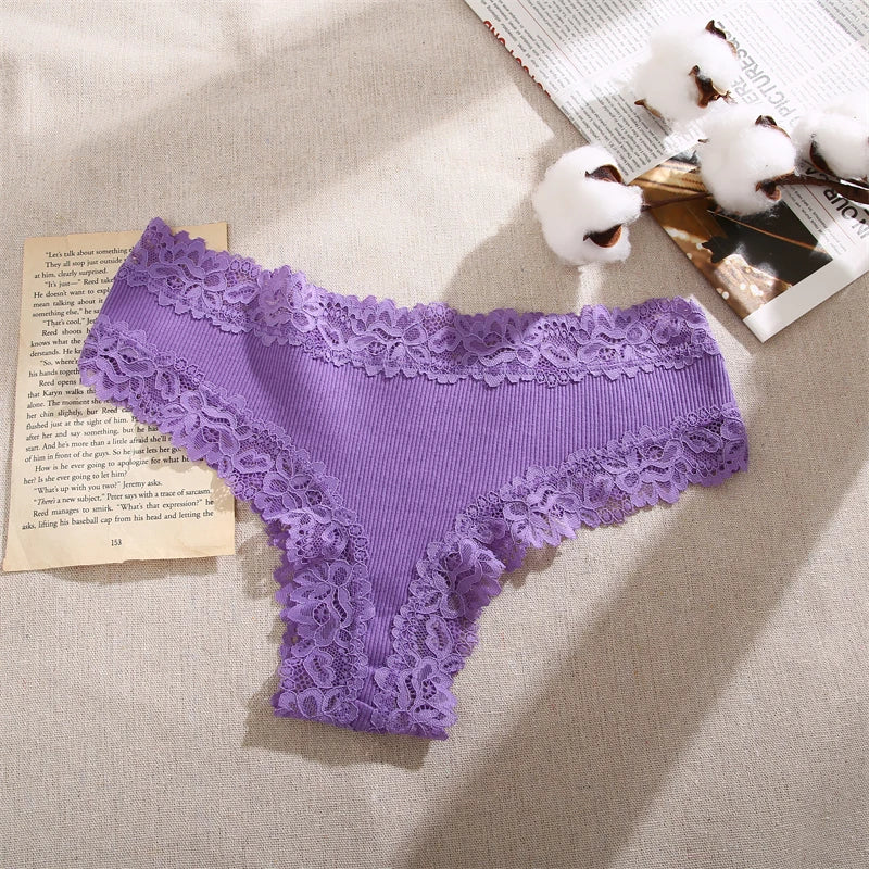 5 Teile/satz Frauen Baumwolle Höschen Floral Spitze Intime Unterwäsche Trendy Patchwork Spitze Slip Weibliche Weiche Unterhose Dessous S-XL