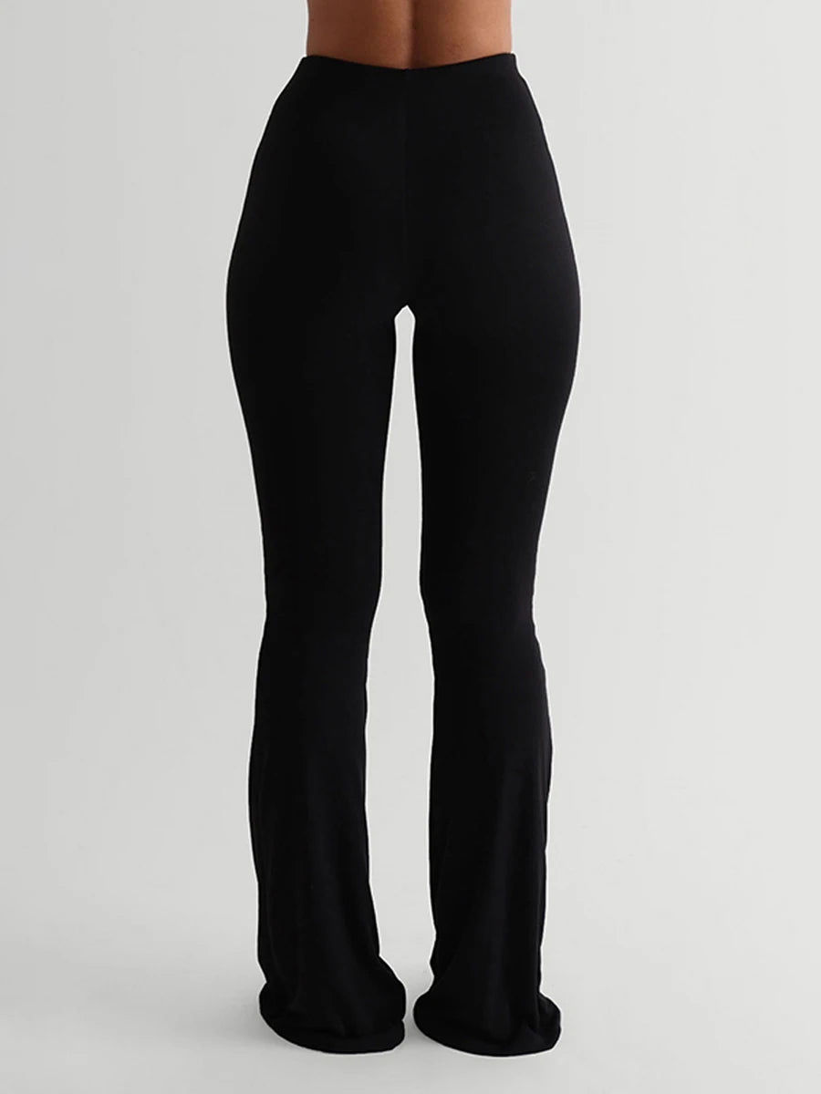 Women Casual Solid Colors High Waist Bell Bottoms Trendy Bootcut Trousers Flared Leggings Pants for Streetwear
