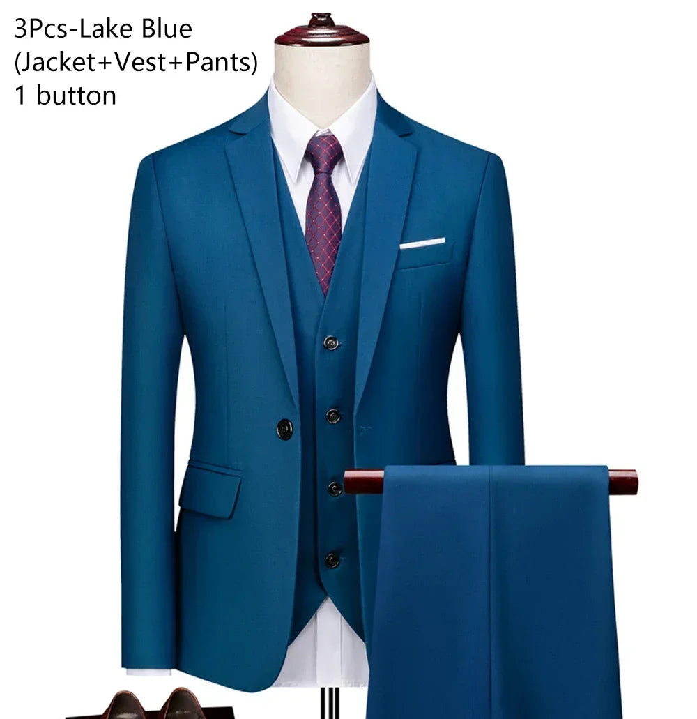 Hochzeitsanzüge für Männer, 3-teiliges Set, elegante Jacken, Weste, Hosen, Blazer, formelles Outfit, modisch, klassisch, komplettes 2024-Kostüm