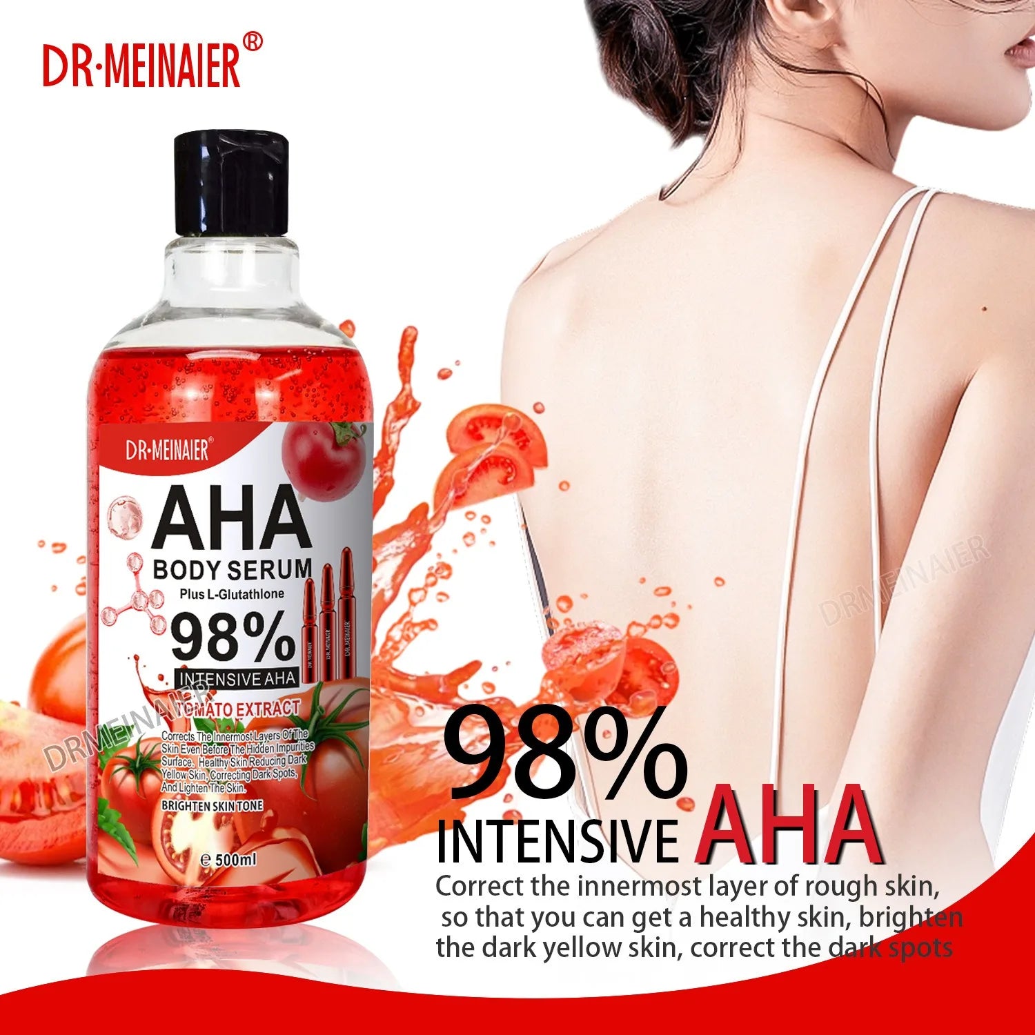 500 ml Hyaluronsäure-Gesichts- und Körperserum mit Vitamin C, Nikotinamid und AHA-Aufhellung, feuchtigkeitsspendend, fleckenkorrigierende Hautpflege