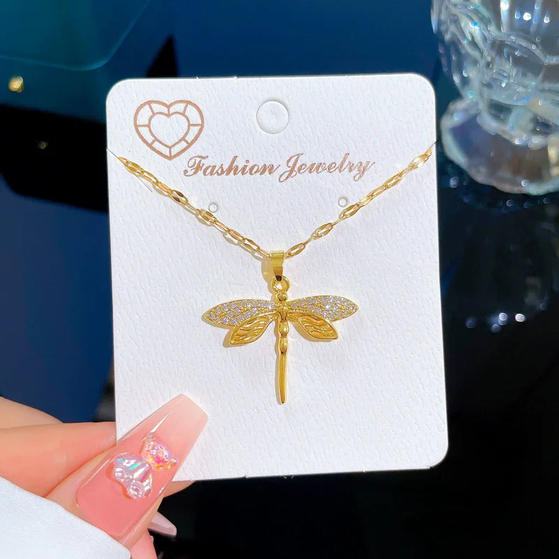EILIECK 316L Edelstahl Glanz Zirkonia Schwan Anhänger Halskette Gold Farbe Textur Metall Personalisierte Schmuck Halskette