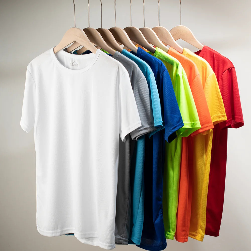 Mehrfarbiges, schnell trocknendes, kurzärmliges Sport-T-Shirt, Fitnessstudio-Trikots, Fitness-Shirts, Trainer-Lauf-T-Shirt, atmungsaktive Sportbekleidung für Herren