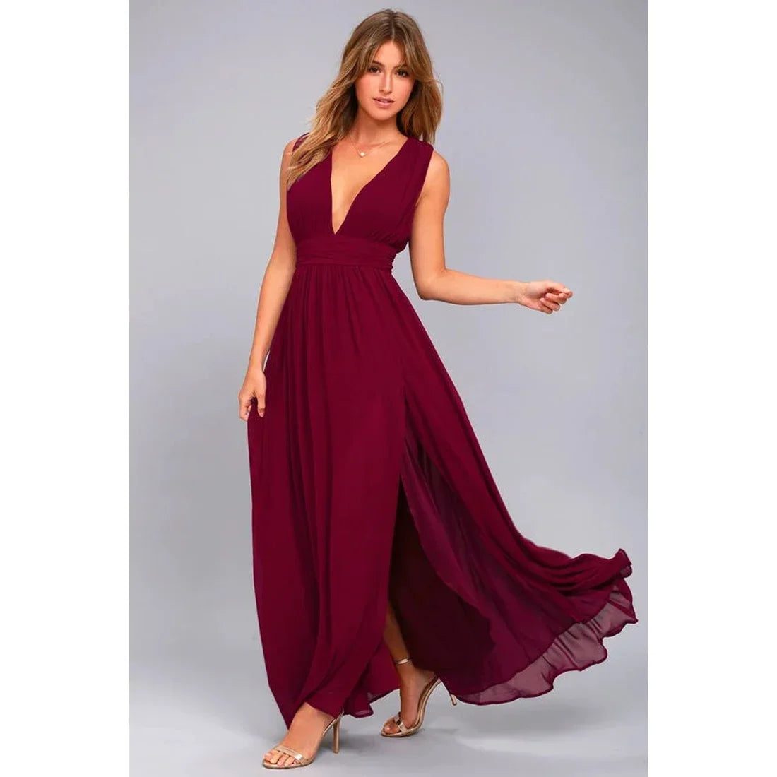 Sexy rückenfreies Maxi-Sommerkleid für Damen, Netzstoff, lang, figurbetont, rot, Weihnachts-Partykleid, Brautjungfern-Abendkleider