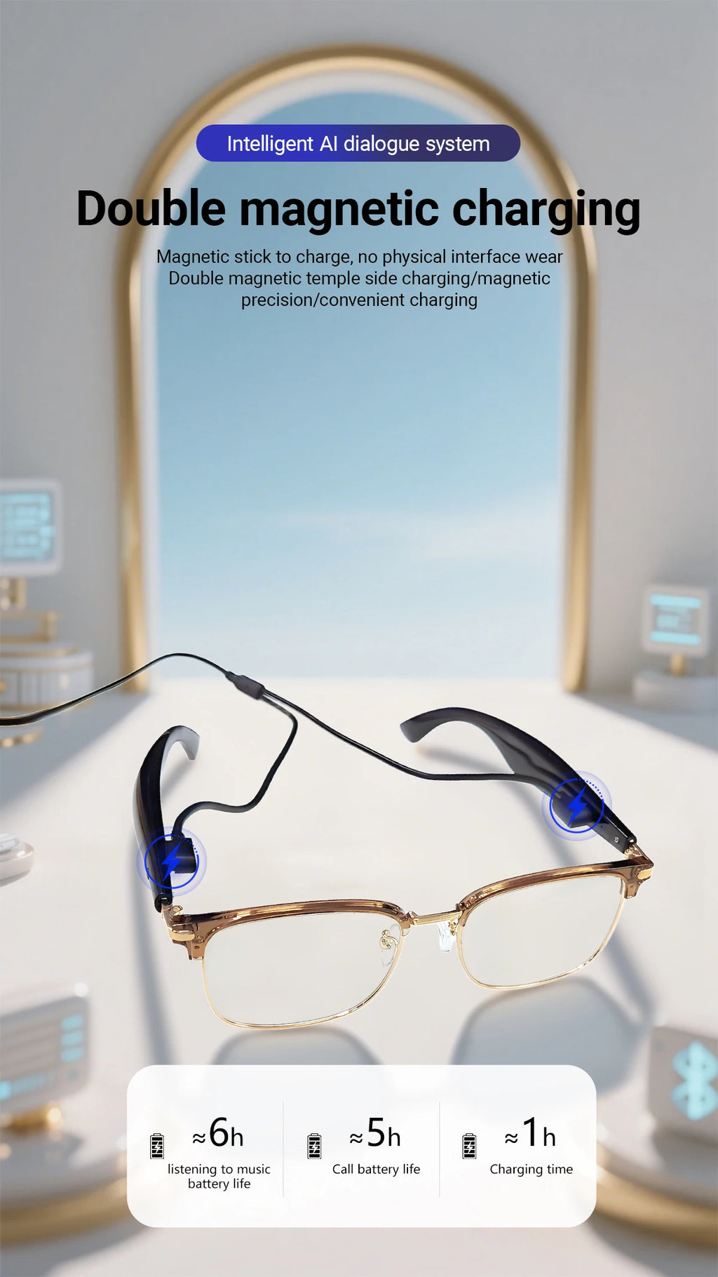 AI Simultaneous Translation Smart Wireless Bluetooth Glasses Anti-Blue Light Glasses Music Play Phone Answering Multi-functional