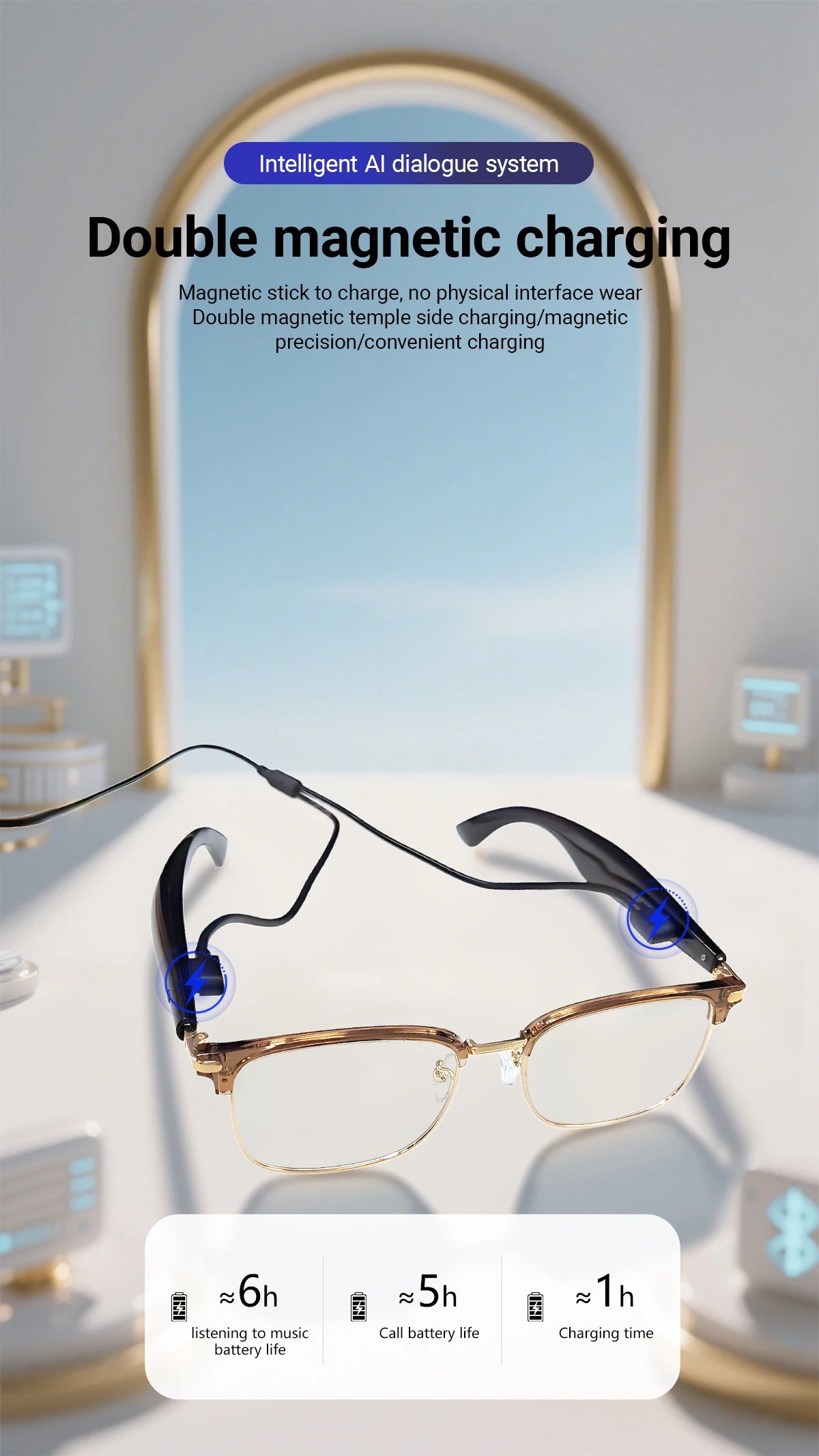 AI Simultaneous Translation Smart Wireless Bluetooth Glasses Anti-Blue Light Glasses Music Play Phone Answering Multi-functional
