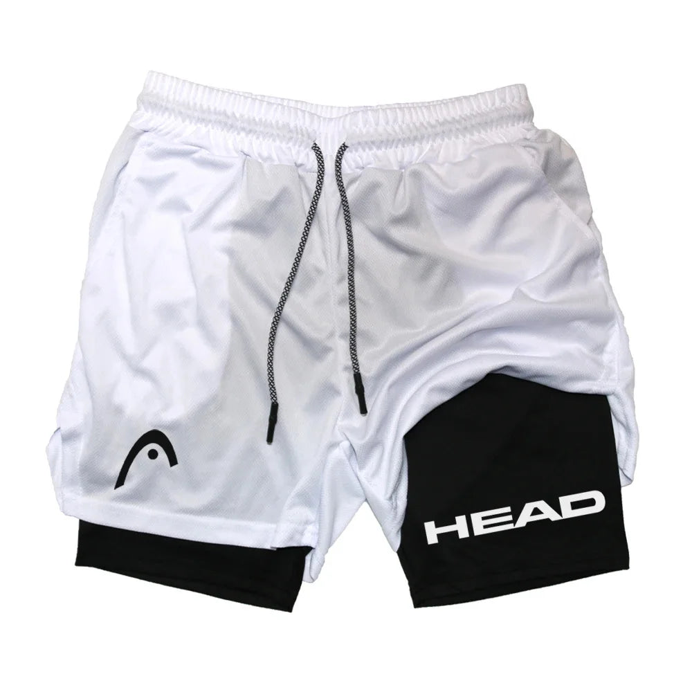 Anime Berserk Head Laufshorts für Herren, Fitness, Fitnessstudio, Training, 2-in-1, Sport, schnell trocknend, Training, Joggen, Doppeldeck, Sommer