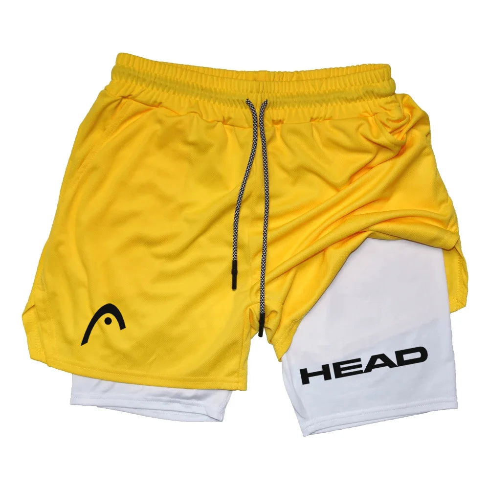 Anime Berserk Head Laufshorts für Herren, Fitness, Fitnessstudio, Training, 2-in-1, Sport, schnell trocknend, Training, Joggen, Doppeldeck, Sommer