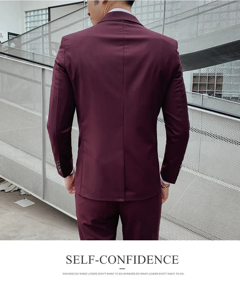 Anzug Upgrade des neuen Stoffes Herren Business Gentleman Fashion Slim Work Solid Color Plus Size Fair Dress Hochzeit Trauzeugenanzug
