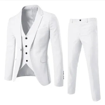 Frühling Herbst Neue Mode Für Männer Trendy Schlank Business Einfarbig 3 Stück Anzüge Sets Einzigen Greasted Blazer Weste Hosen