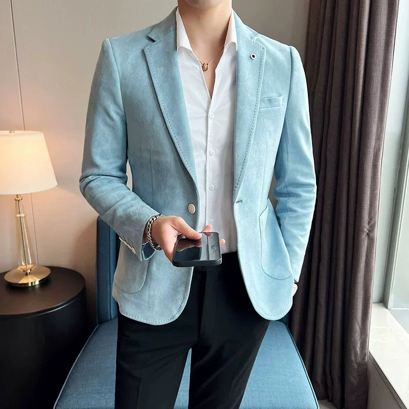 Neue Mode Anzug Mantel männer Slim Fit Hirschleder Samt Elegante Luxus Blazer Mantel Business Casual Hochzeit Plus Größe Anzug 4XL-S