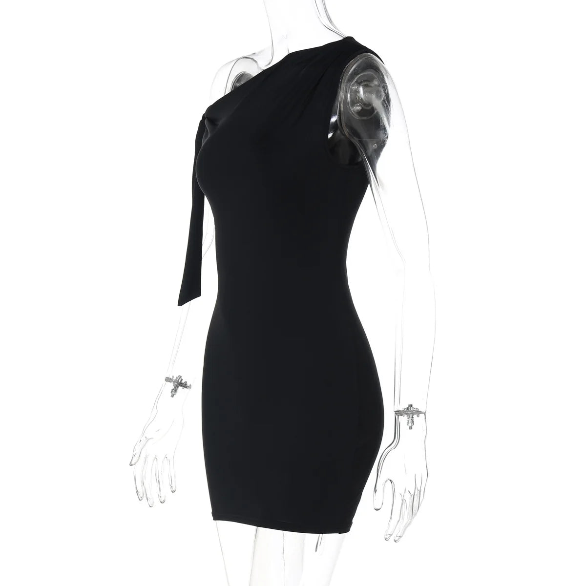 Talenza Schwarz Eine Schulter Mini Kleid Mode Heiße Mädchen Sexy Ärmellose Patchwork Bandage Kurze Kleider Frauen Neue Enge Kleider