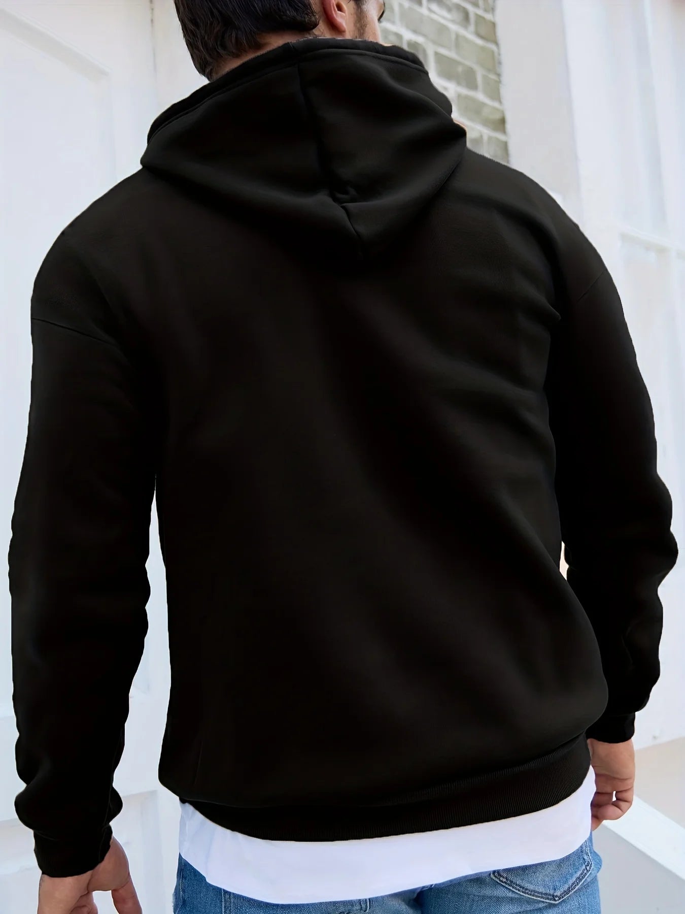 Herren Herbst und Winter, lässige Mode, locker, Übergröße, einfacher Fleece-Pullover mit Buchstabendruck, langärmeliges Kapuzen-Sweatshirt