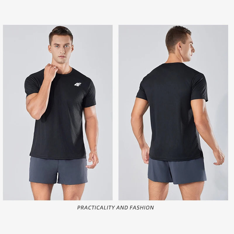 Sommer-Trainings-T-Shirt für Herren, hochwertig, atmungsaktiv, schnell trocknend, kurzärmelig, Top für Marathon, Fitnessstudio, Fitness, Basketball-T-Shirts