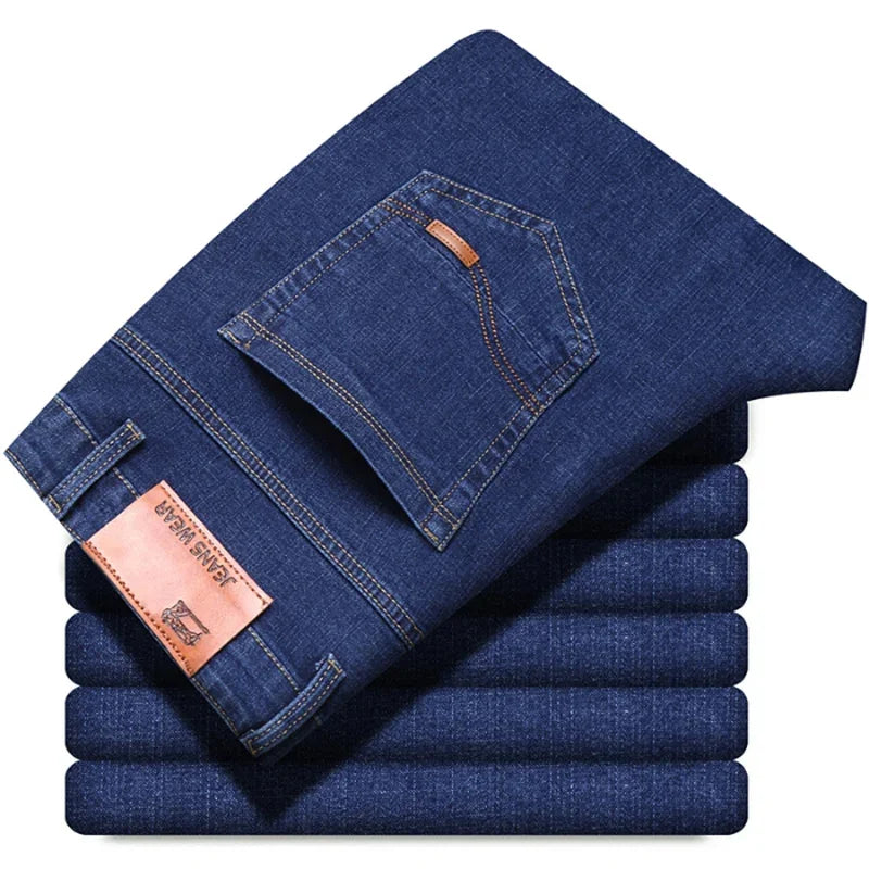 Männer Frühling Herbst Vintage Schwarz Business Jeans Männer Casual Gerade Stretch Klassische Arbeit Denim Hosen Bequeme Hose