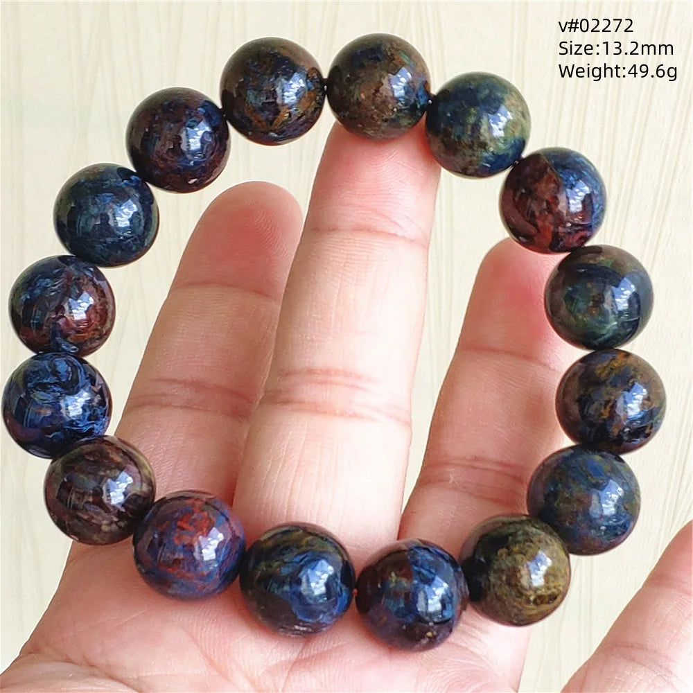 Natürliche blaue Pietersite Runde Perlen Armband Schmuck 12,5 mm Feuer Pietersite Namibia Feuer Pietersite Seltene Steinperlen AAAAAA