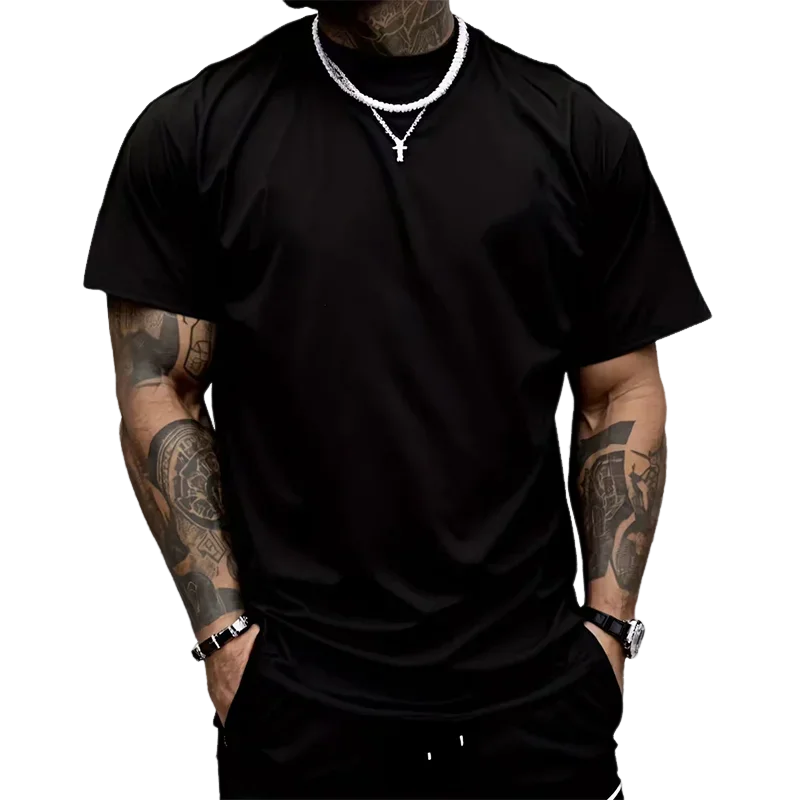 Herren-T-Shirt, hochwertig, 100 % Baumwolle, Rundhalsausschnitt, kurze Ärmel, klassisch, schwarz, weiß, reine Farbe, T-Shirts, Frühling, Sommer, lässig, cooles Oberteil