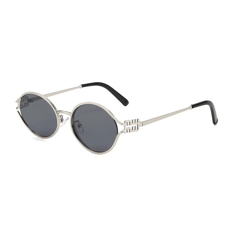 1-2PCS Neue Mode Marke Sonnenbrille Retro Kleine Rahmen Frau Mann Metall Cat Eye Brille Shades UV Schutz sonnenbrille mit Box