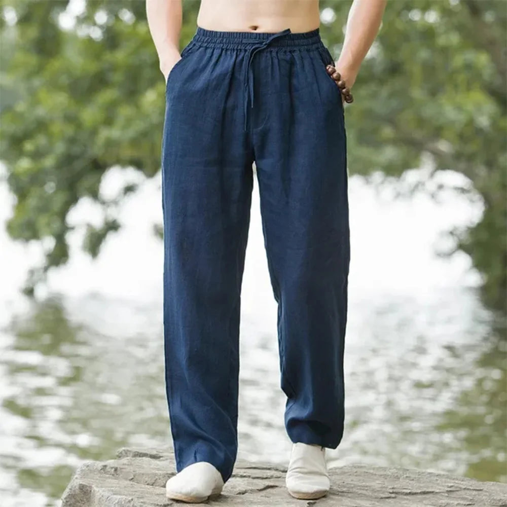 Männer Strand Hosen Jogger Streetwear Baumwolle Leinen Jogginghose Casual Hosen Hawaiian Urlaub Lose Sommer Lange
